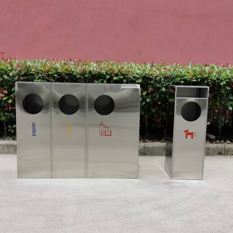 不锈钢三分类果皮箱