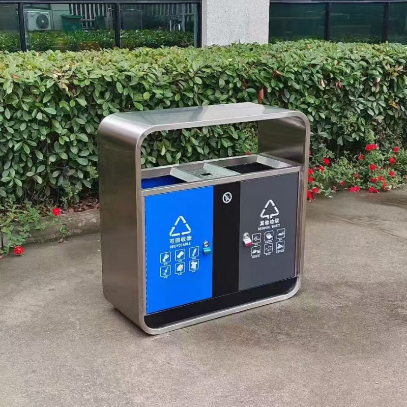 不锈钢两分类果皮箱